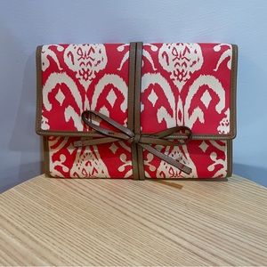 Stella & Dot Red & White “Bring Your Bling” Travel Wrap Up Jewelry Case